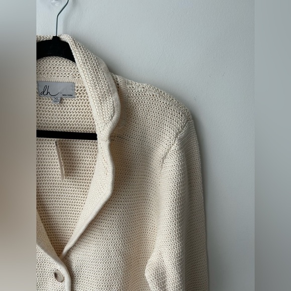 Anthropologie dh New York Crochet Cropped Sweater Blazer neutral color - Picture 3 of 15